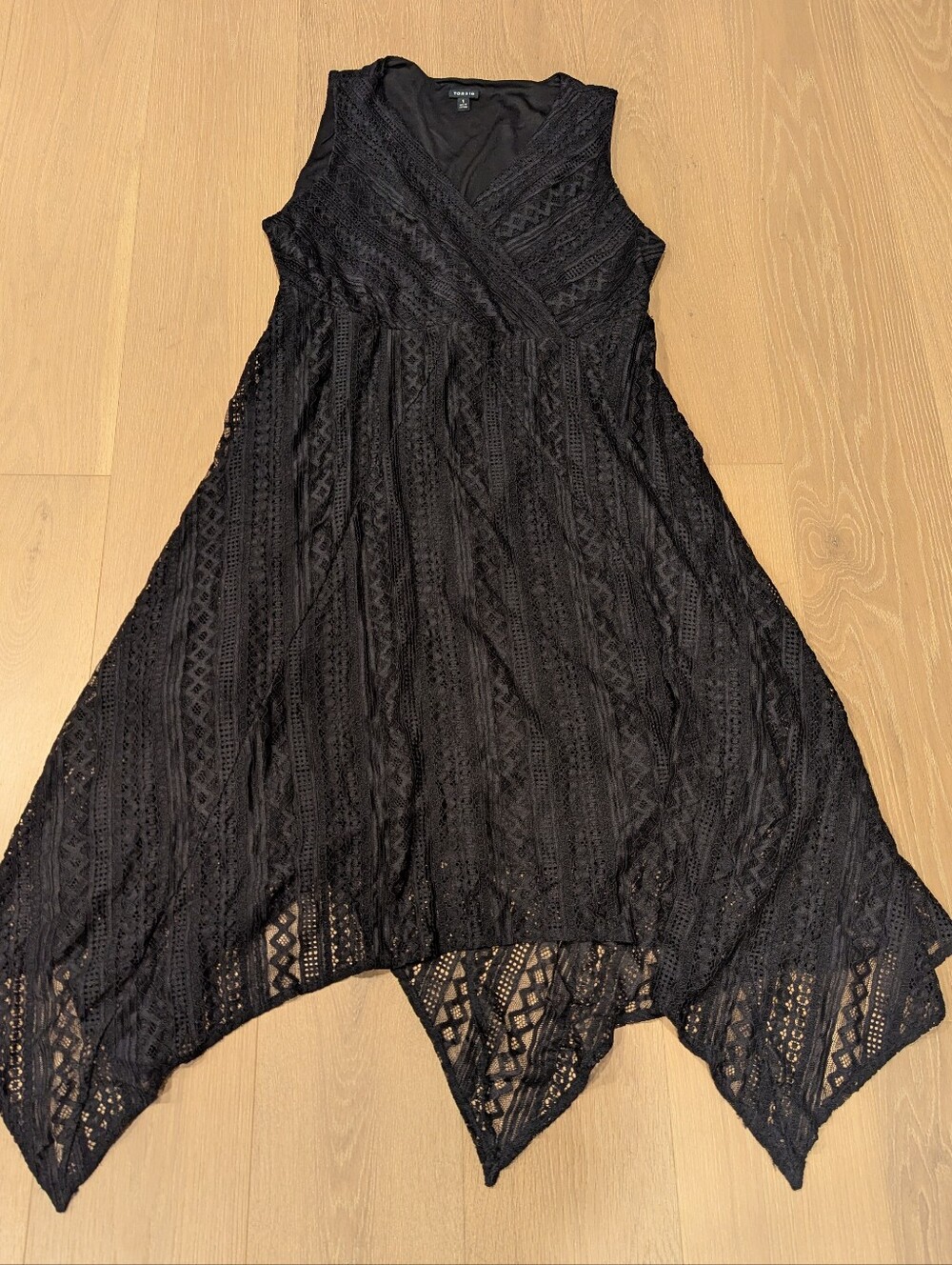torrid Black Asymmetrical Lace Fit & Flare Dress